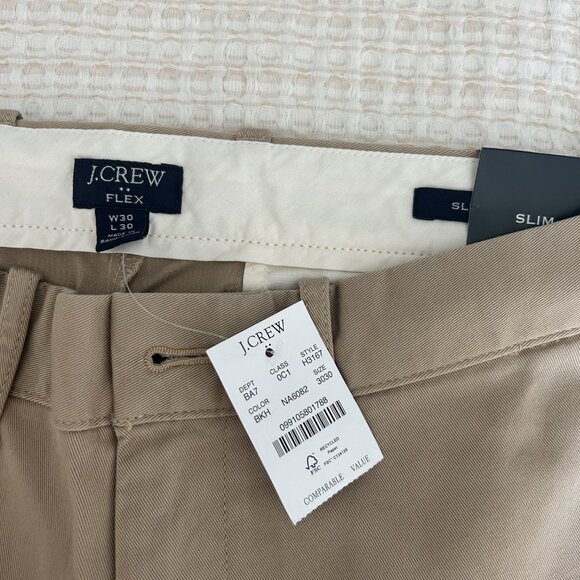 J.Crew Factory Men's Slim-Fit Flex Chino Pant - British Khaki, Size 30/30 - Picture 4 of 6
